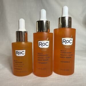 Lot Of 3 RoC Vitamin C Serum 1.7 oz + (2) 1 oz Revive +Glow Daily Brightening